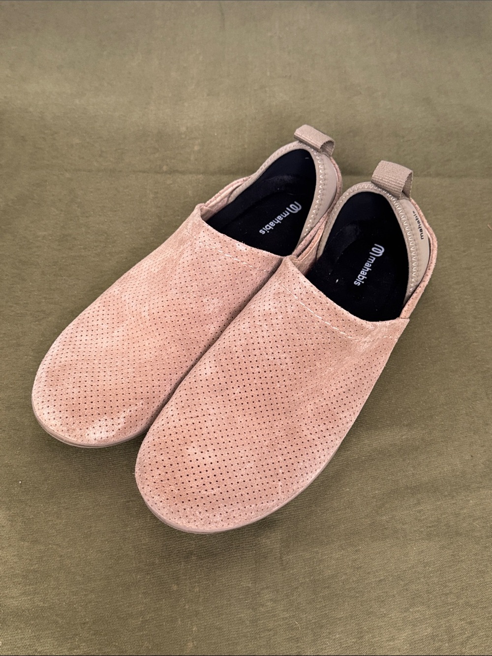 Mahabis Sierra Perforated Suede Slippers Pink Beige Men's Size 8.5 / 9 EU 42